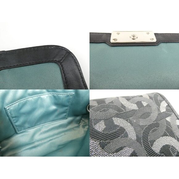 Coach Signature Op Art Black Silver Wristlet Clutch Bag - Picture 10 of 12